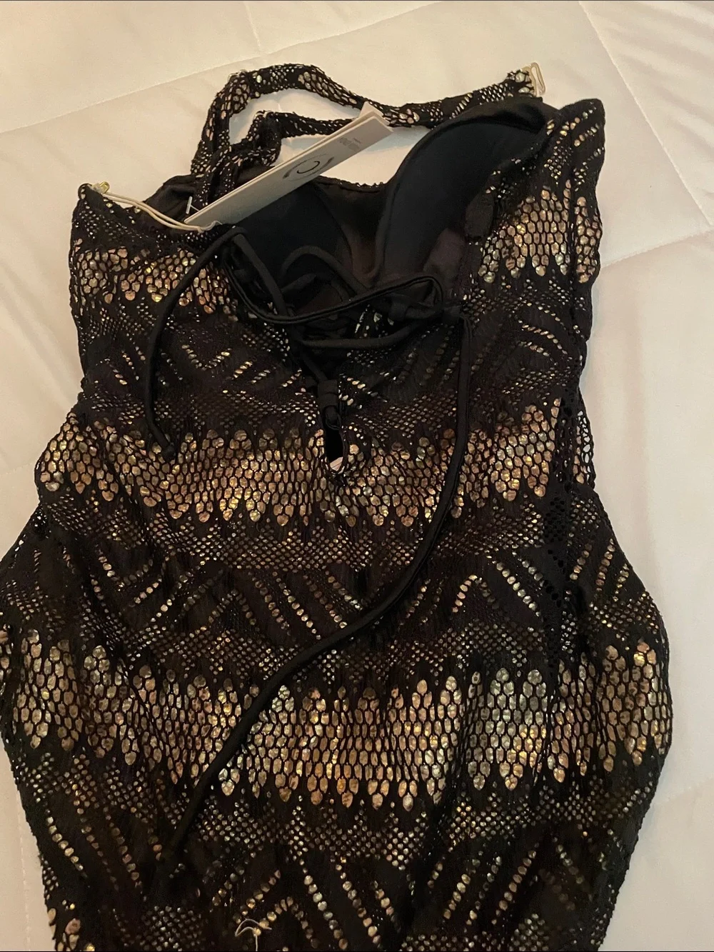 Womens One-Piece Swimsuit in Black and Gold ** never worn